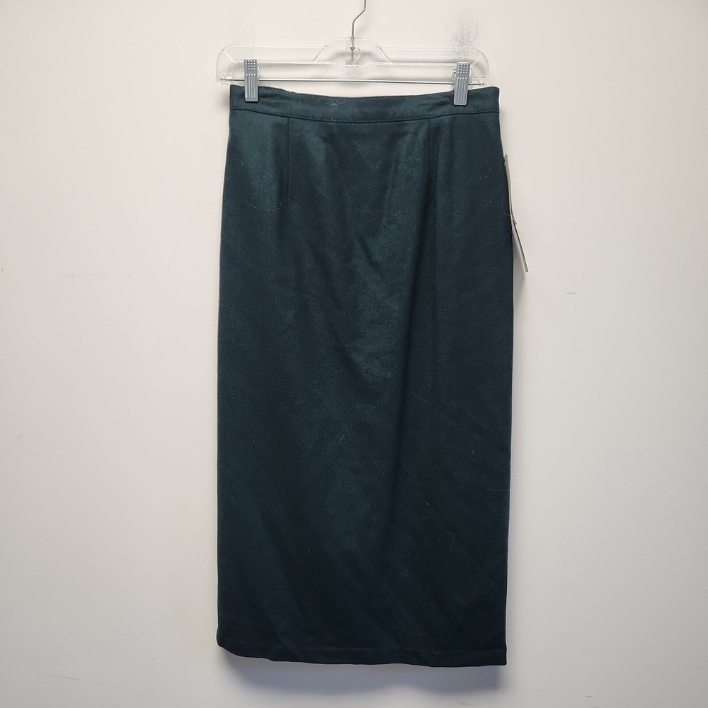 Sag Harbor Green 100% Pure Wool Lined Ankle Length Pencil Skirt Size 12P New